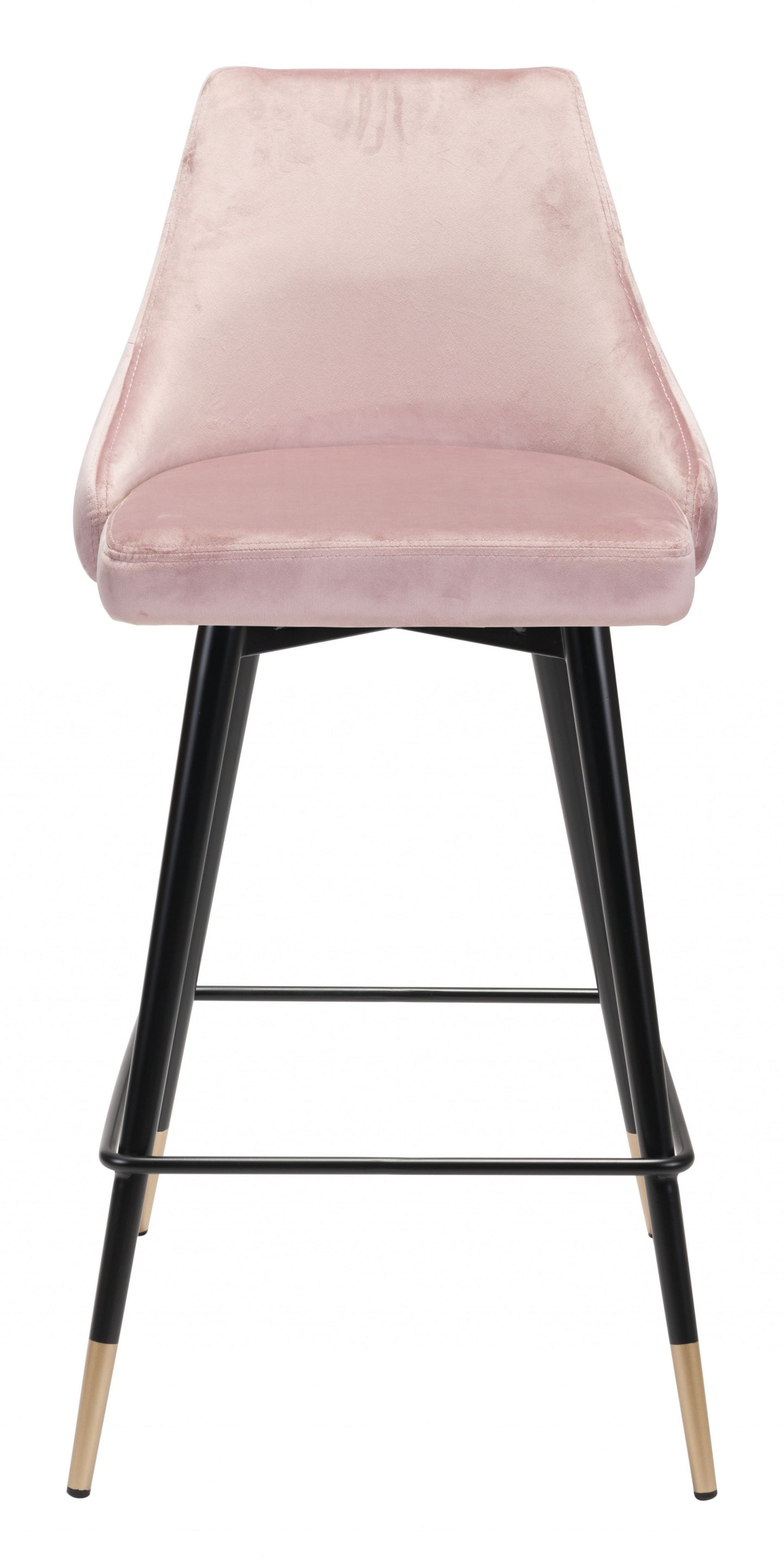 26" Pink And Black Steel Low Back Counter Height Bar Chair