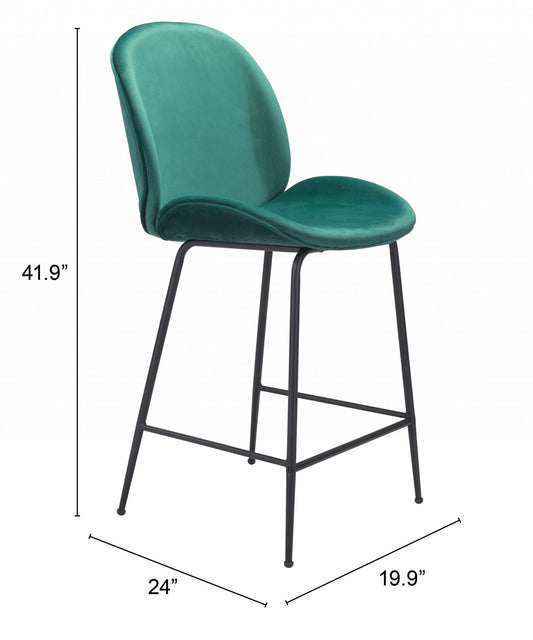 26" Green And Black Steel Low Back Counter Height Bar Chair