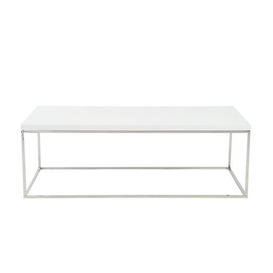 White and Chrome High Gloss Coffee Table