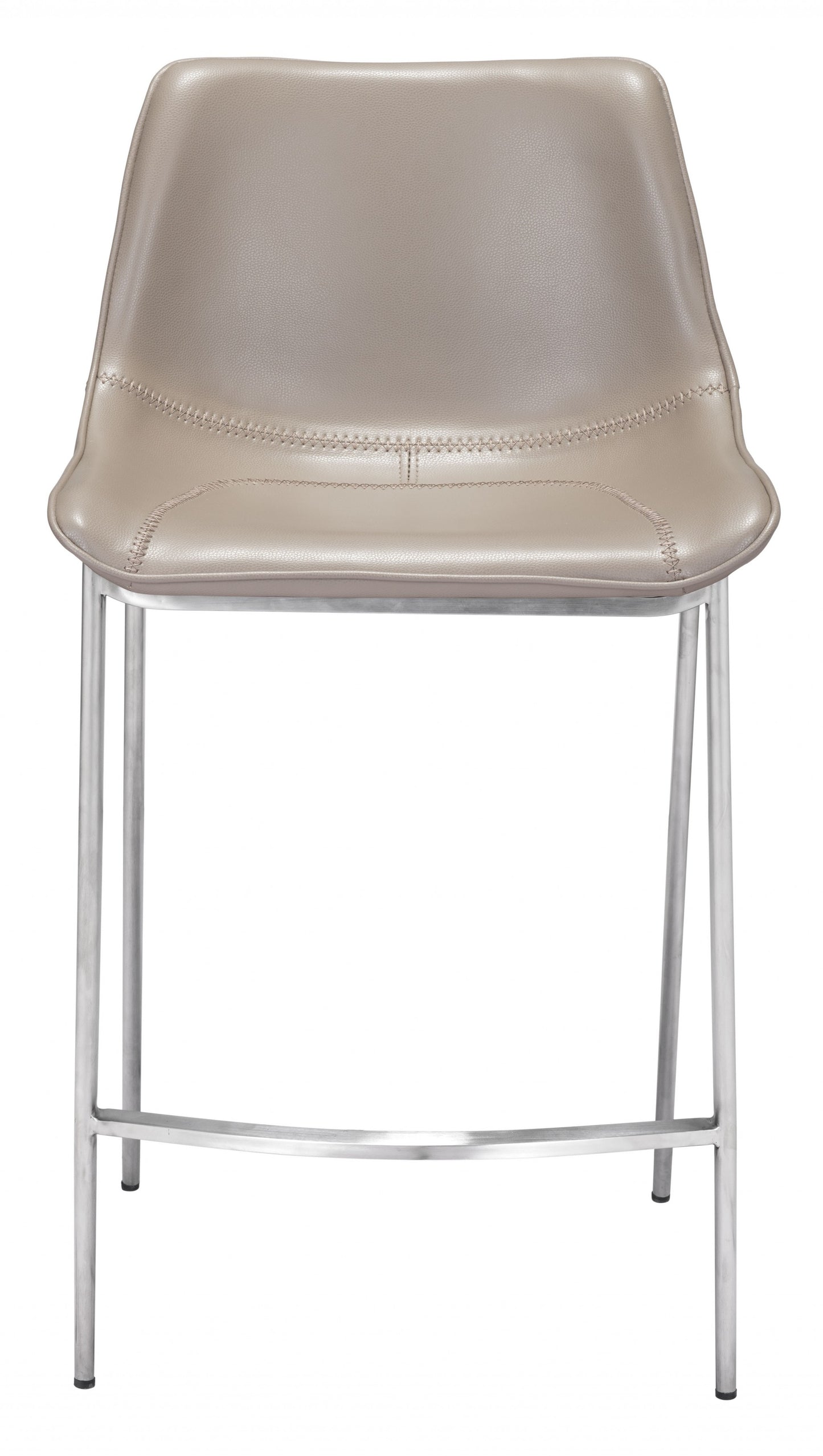 Set of Two 26" Gray And Silver Steel Low Back Counter Height Bar Chairs