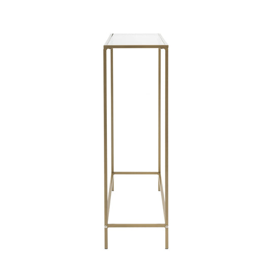 36" Clear and Gold Glass Console Table