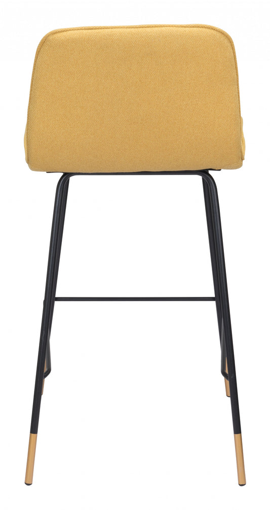 27" Yellow And Black Steel Low Back Counter Height Bar Chair