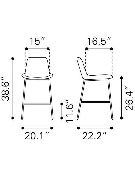 26" Gray And Black Steel Low Back Counter Height Bar Chair