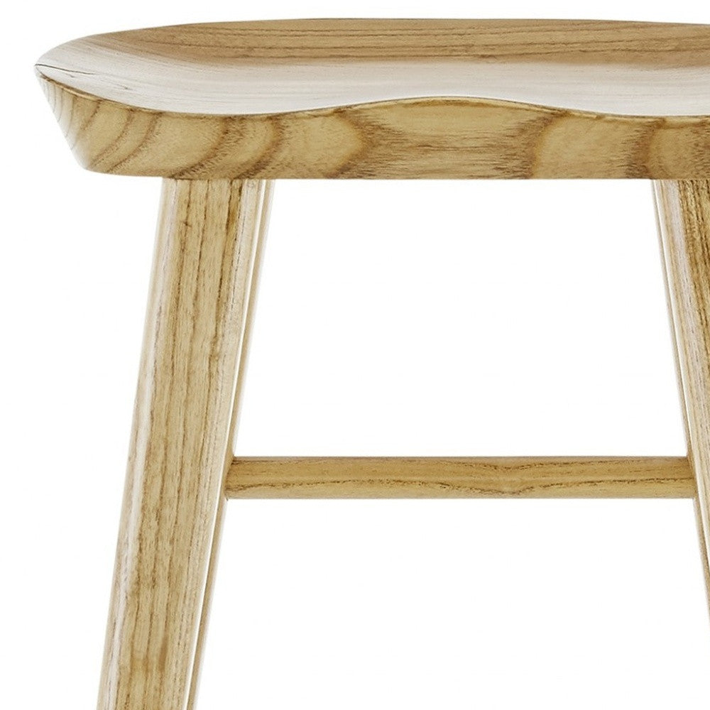 25" Natural Manufactured Wood Backless Counter Height Bar Chair