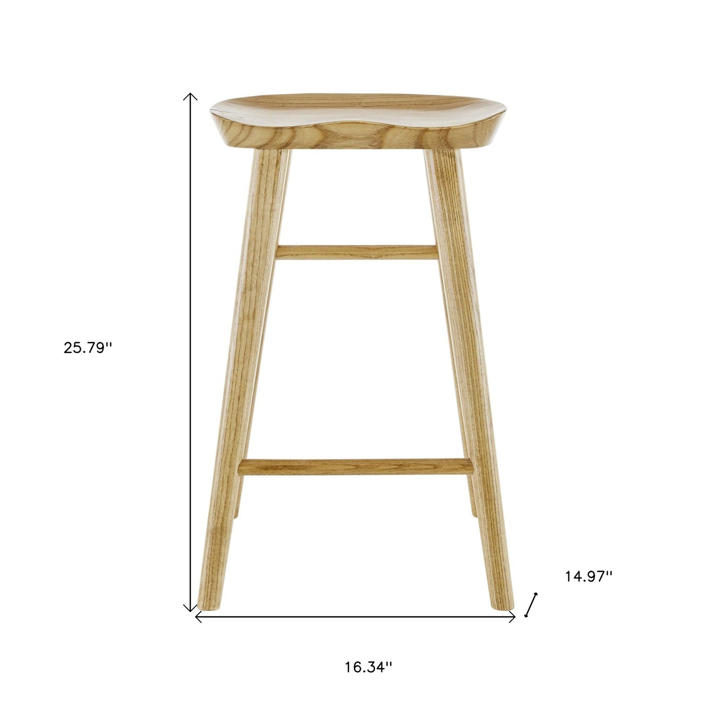 25" Natural Manufactured Wood Backless Counter Height Bar Chair