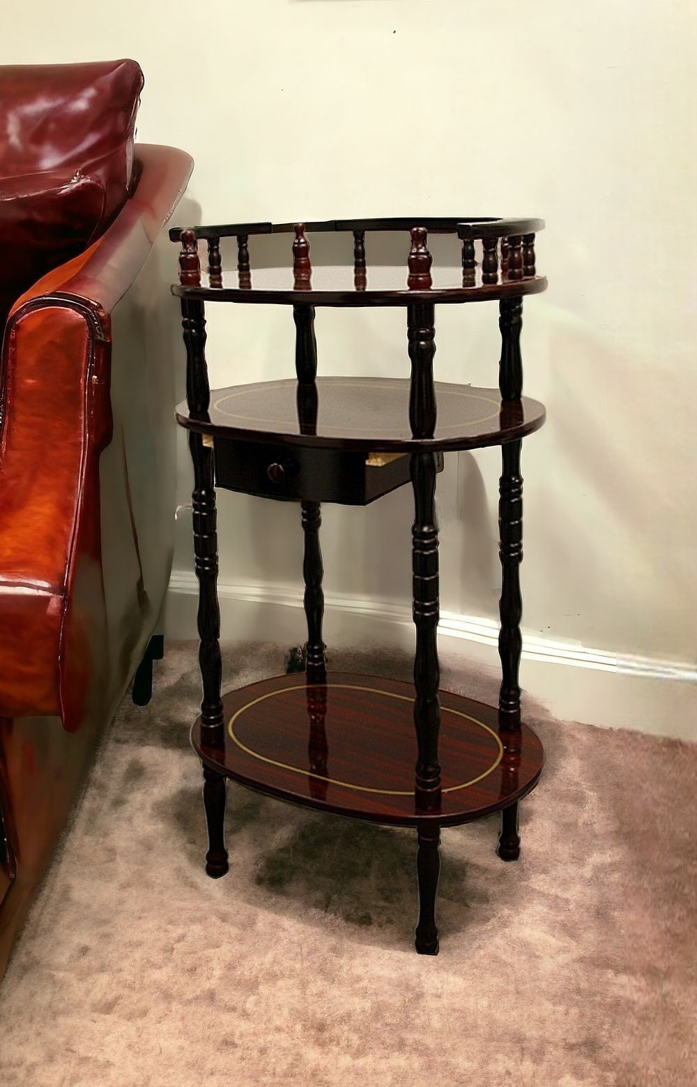 28" Brown Solid and Manufactured Wood Oval End Table with Drawer