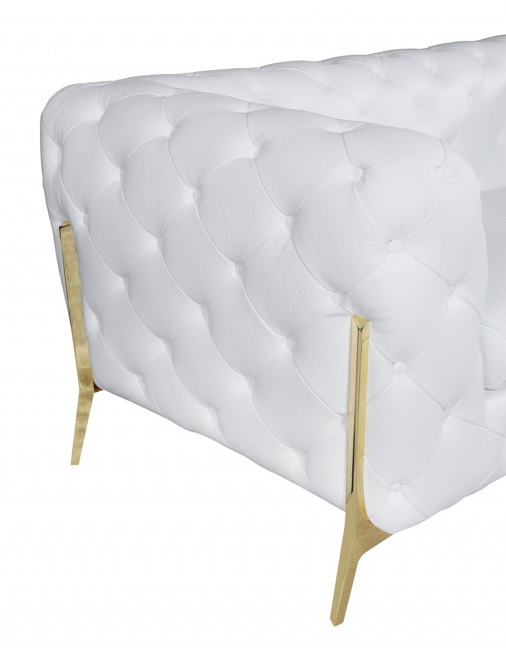 93" White And Silver Italian Leather Sofa