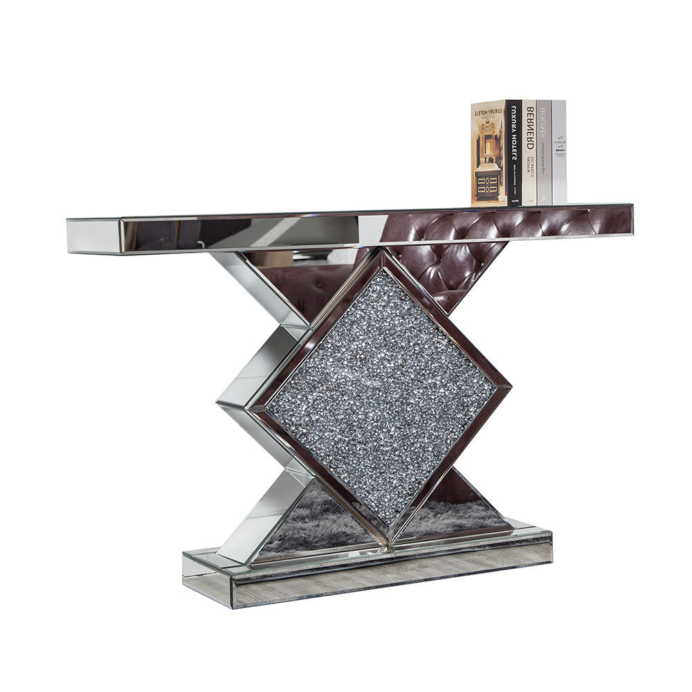 Diamond Silver Mirrored Console Table