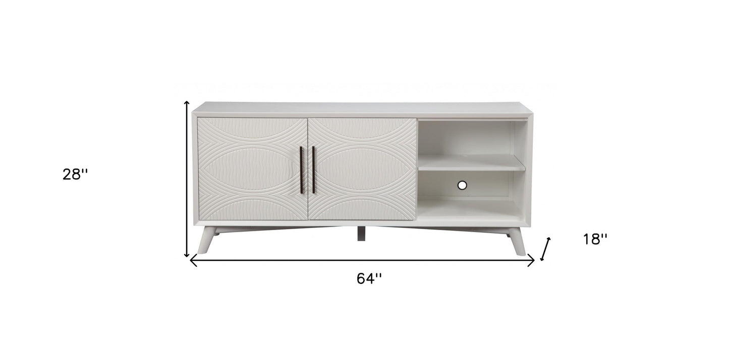 Stylish White Textured Mid Century Mod TV Console