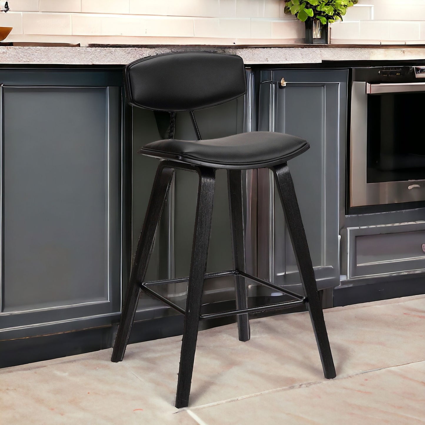 29" Black Iron Low Back Bar Height Bar Chair