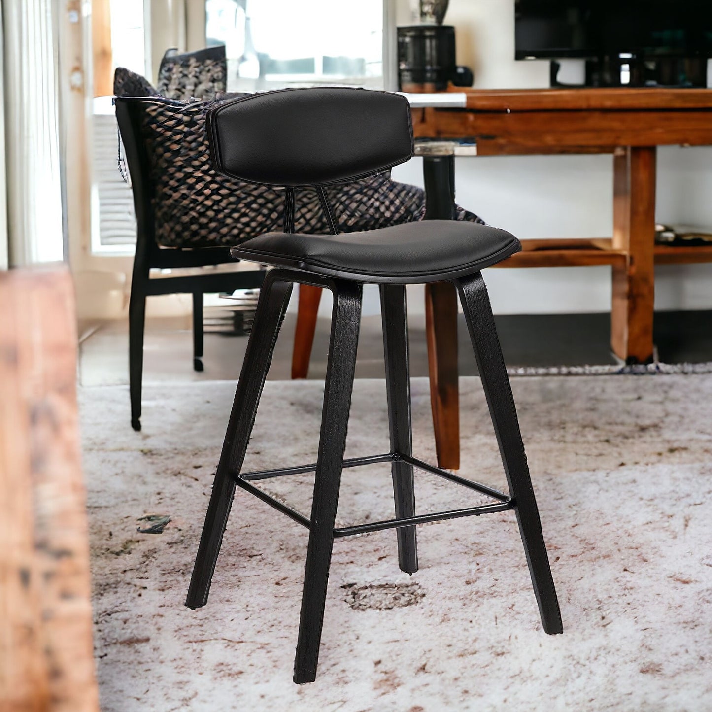 29" Black Iron Low Back Bar Height Bar Chair