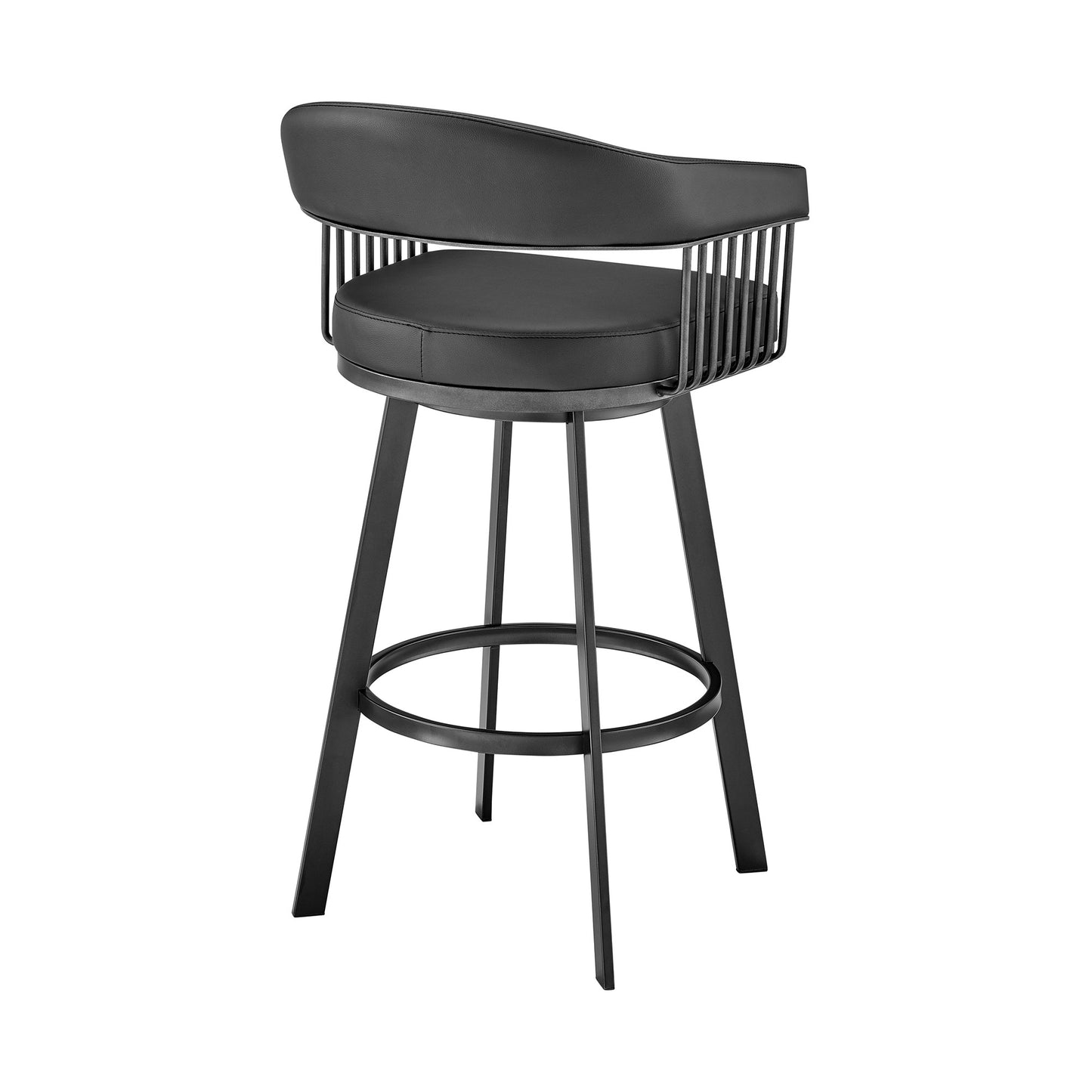 25" Black Iron Swivel Low Back Counter Height Bar Chair
