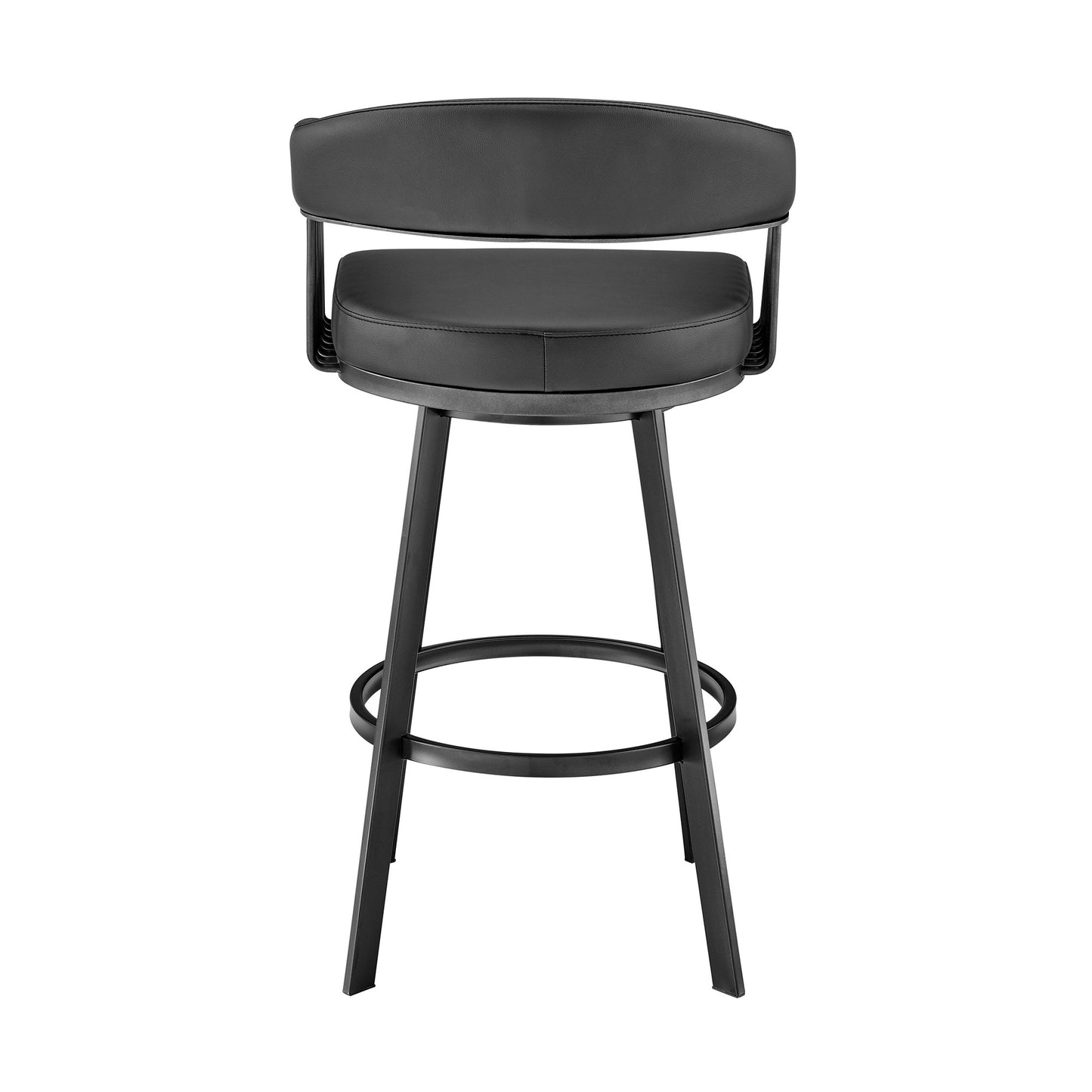 25" Black Iron Swivel Low Back Counter Height Bar Chair