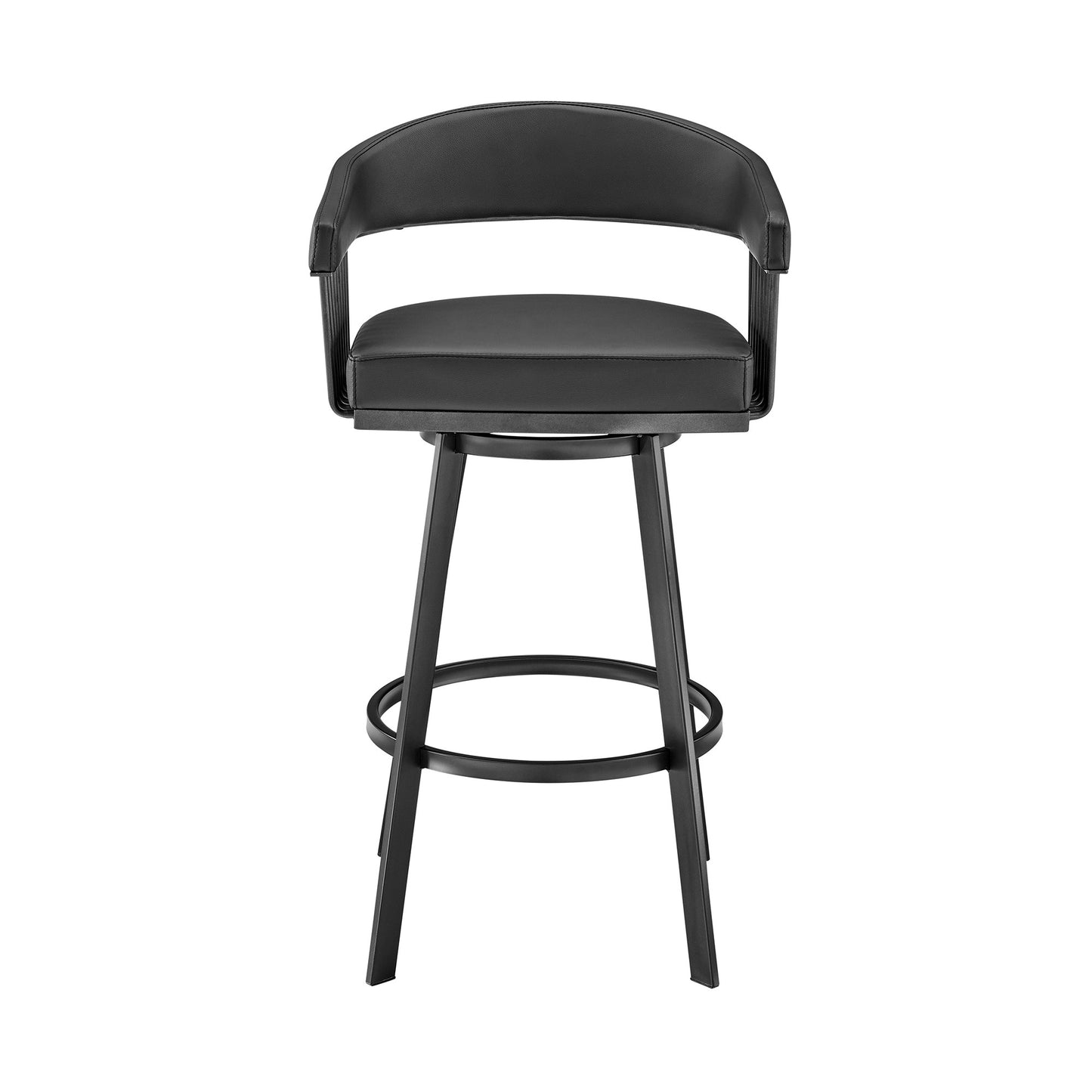 25" Black Iron Swivel Low Back Counter Height Bar Chair
