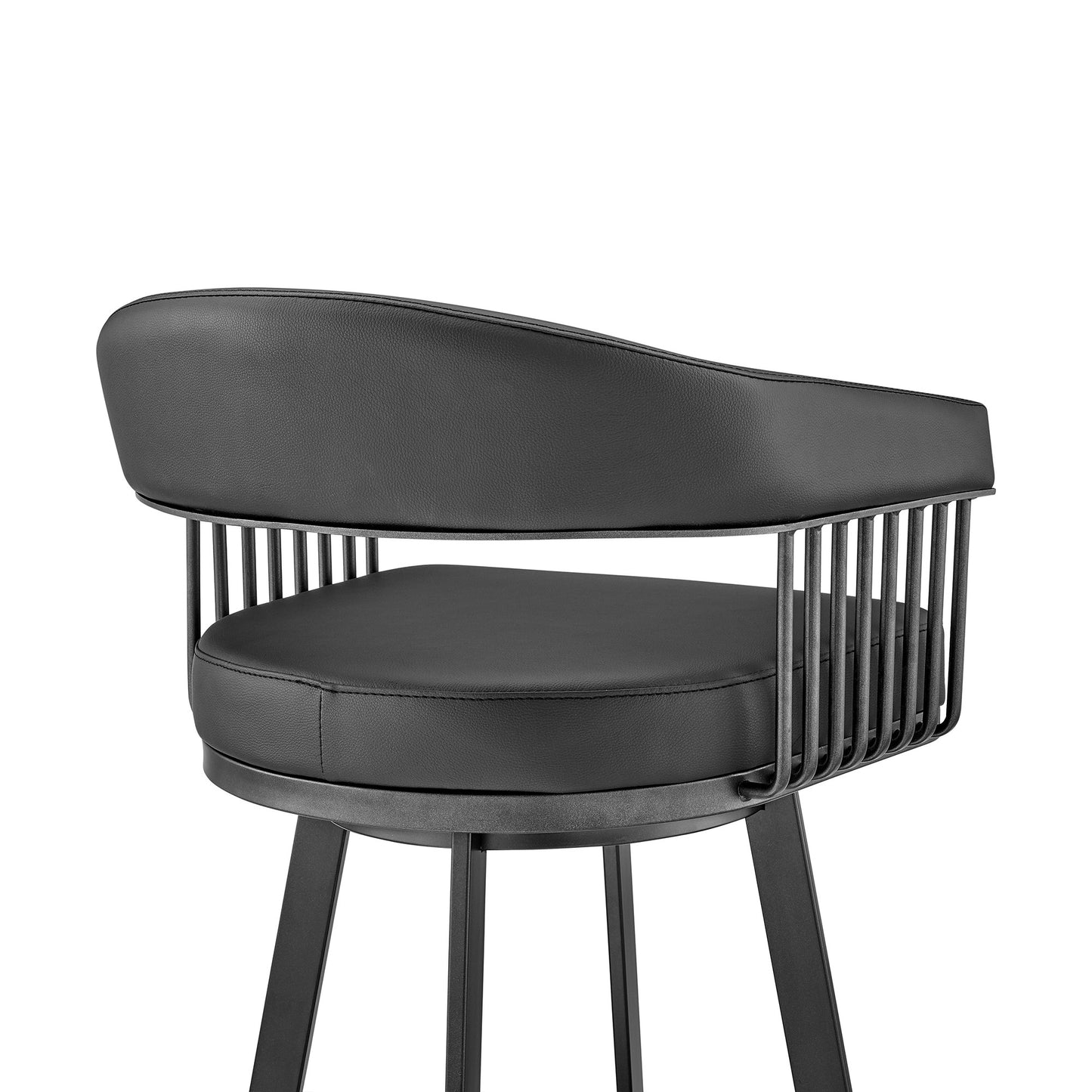 25" Black Iron Swivel Low Back Counter Height Bar Chair