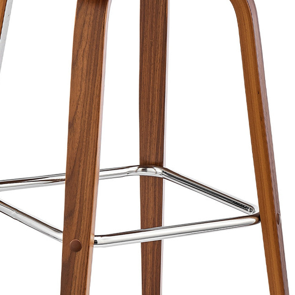 27" Cream And Brown Faux Leather And Solid + Manufactured Wood Swivel Counter Height Bar Chair