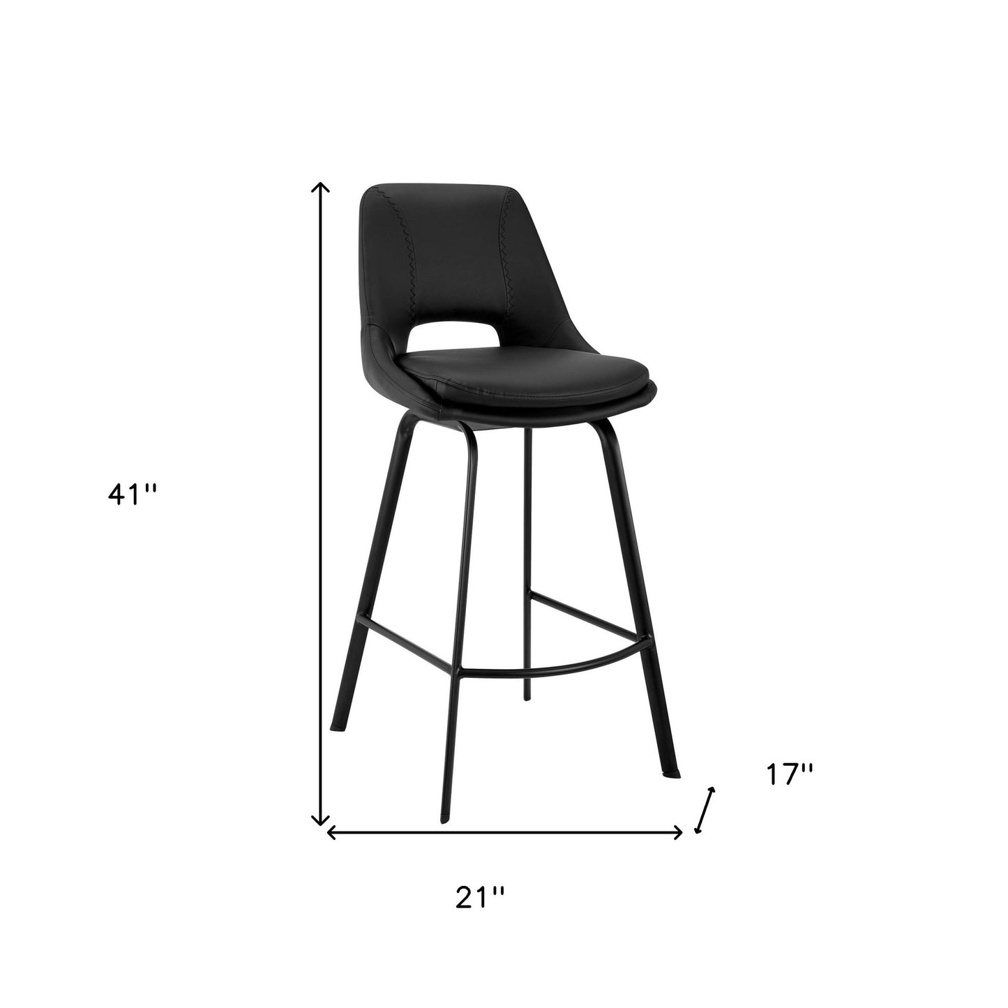 30" Black Iron Swivel Low Back Bar Height Bar Chair