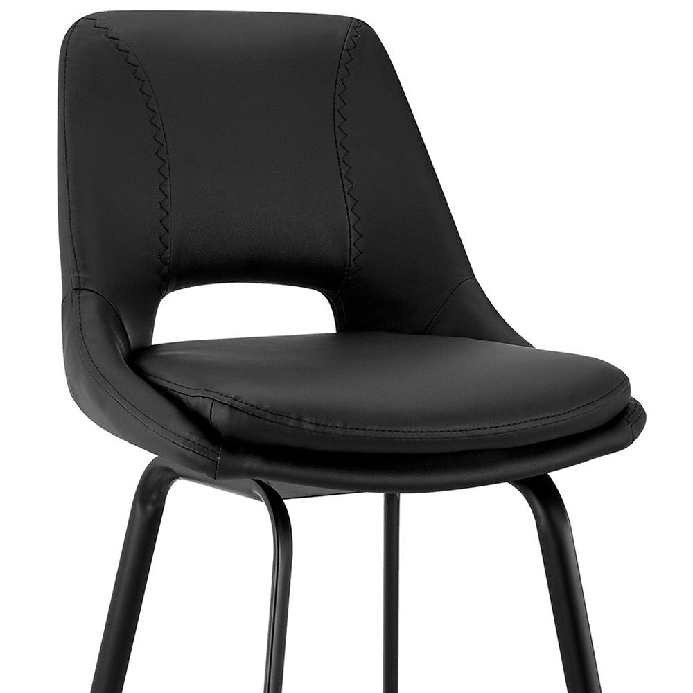 30" Black Iron Swivel Low Back Bar Height Bar Chair
