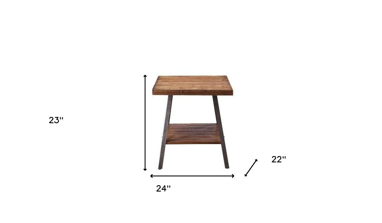23" Sandy Black And Weathered Oak Manufactured Wood Rectangular End Table With Shelf