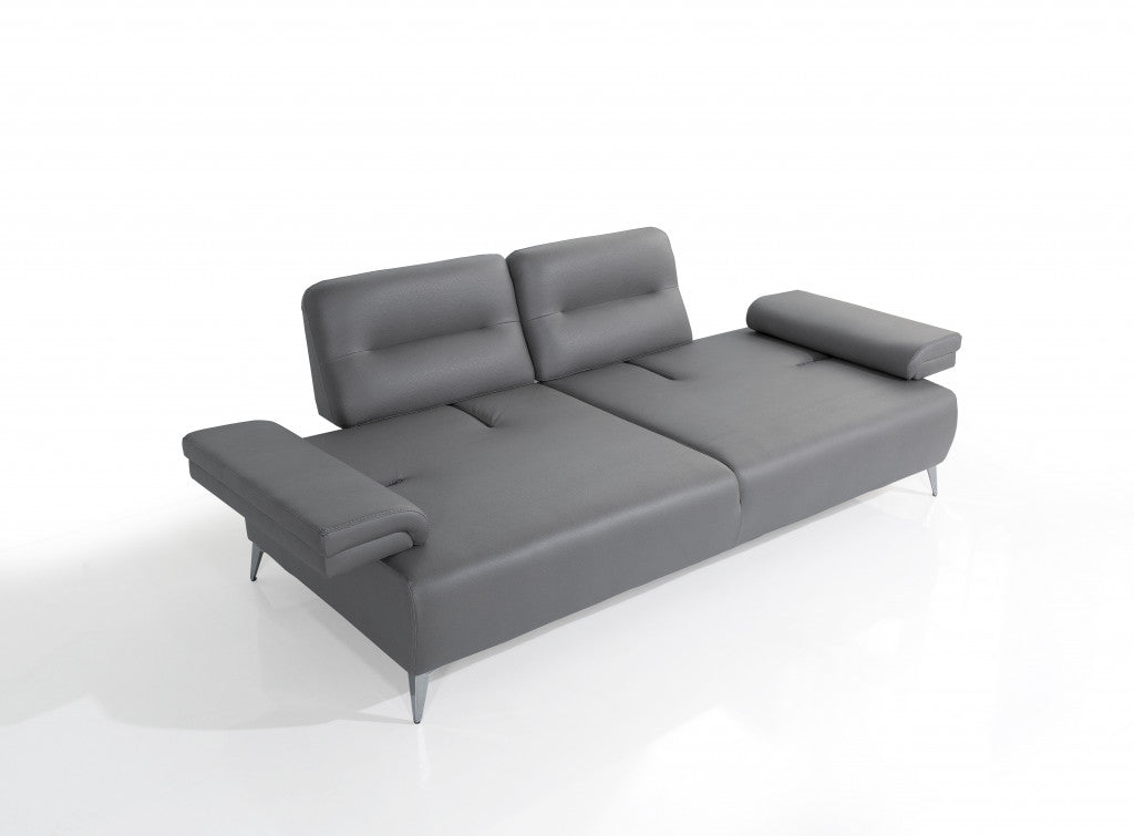 Ruslan Sofa in Light Grey Leather