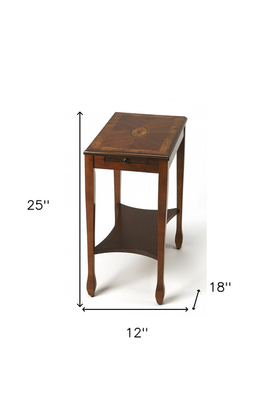 25" Medium Brown Manufactured Wood Rectangular End Table With Shelf