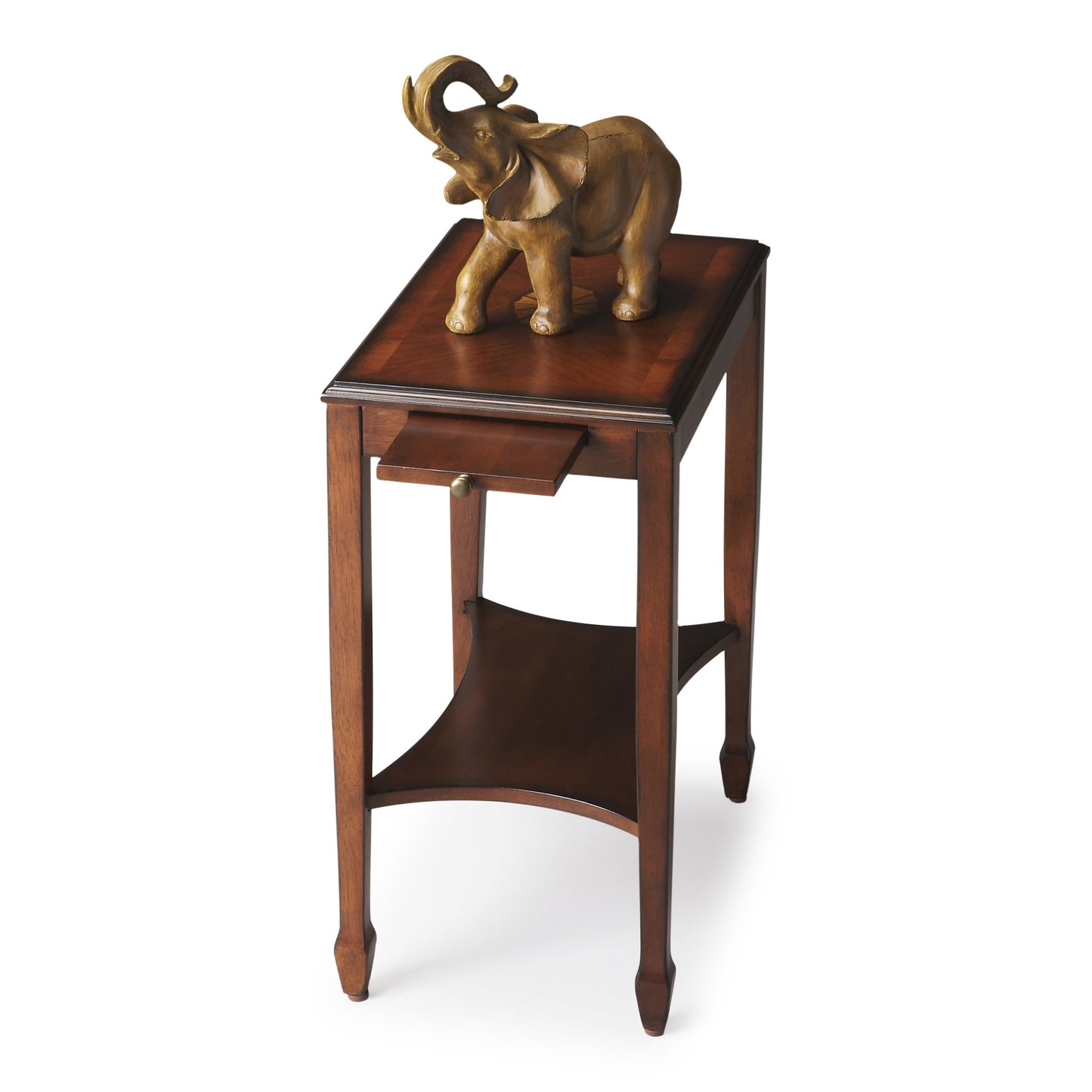 25" Medium Brown Manufactured Wood Rectangular End Table With Shelf