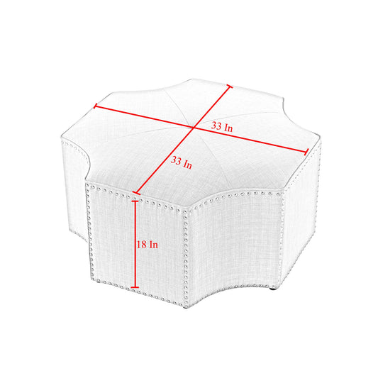 33" Gray Linen Specialty Cocktail Ottoman