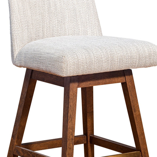 26" Beige And Brown Solid Wood Swivel Bar Chair