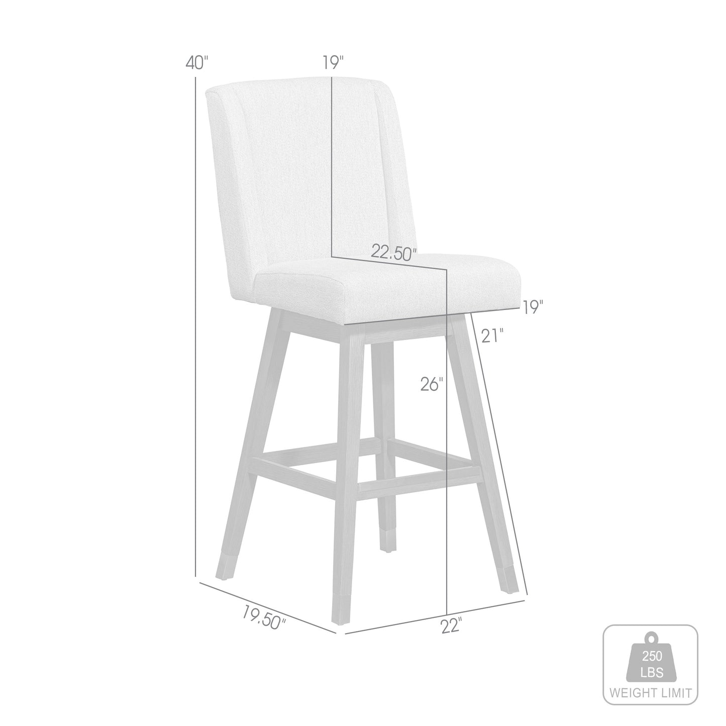 26" Mocha And Gray Solid Wood Swivel Bar Chair