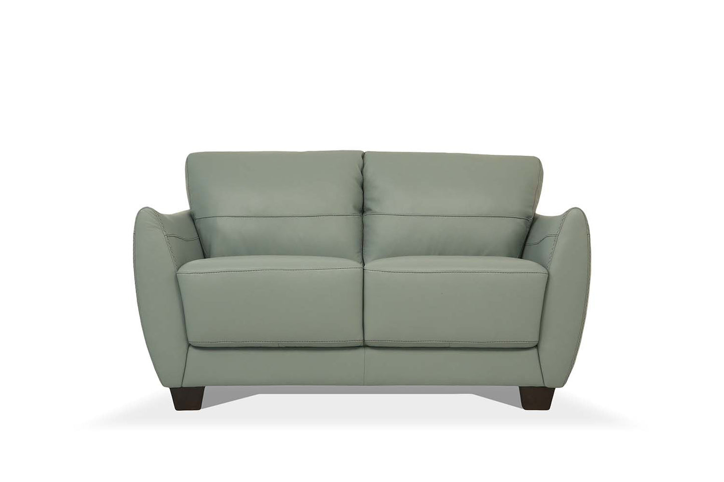 57" Pale Green Leather And Black Love Seat