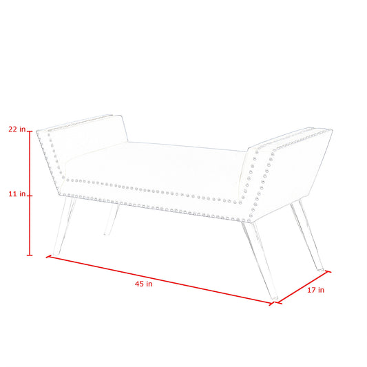 45" Black And Clear Upholstered Velvet Bench