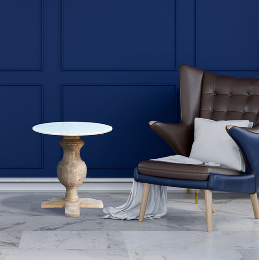 26" Brown Solid Wood Round End Table