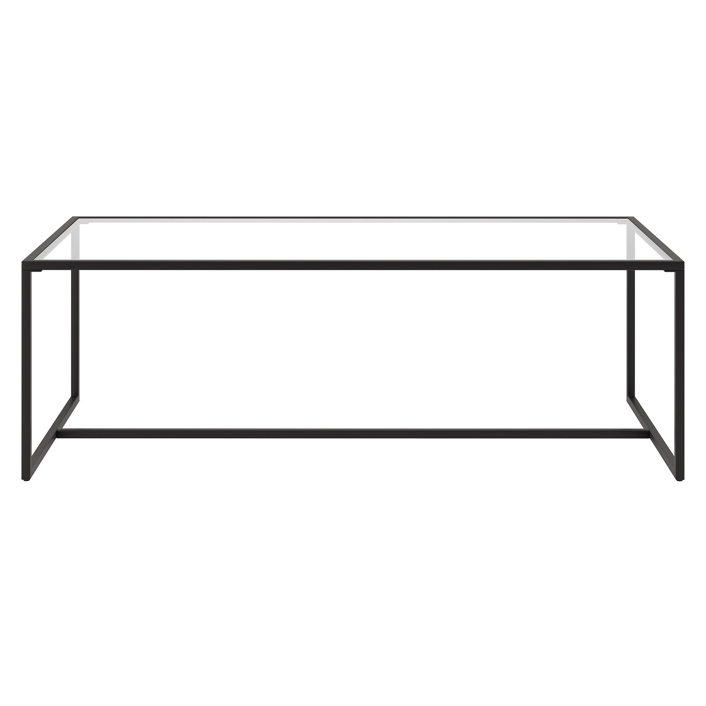 47" Black Glass And Steel Coffee Table