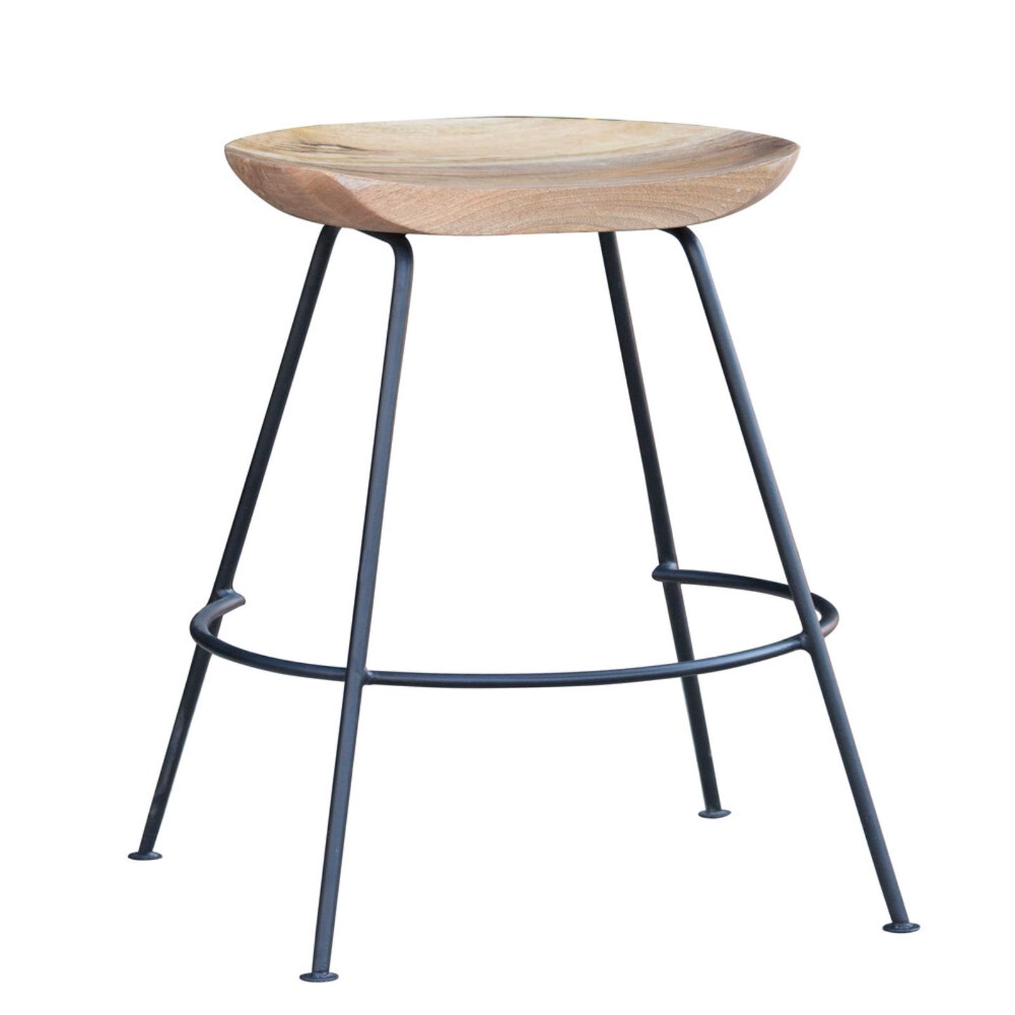 24" Wood Brown And Light Gray Backless Counter Height Bar Chair