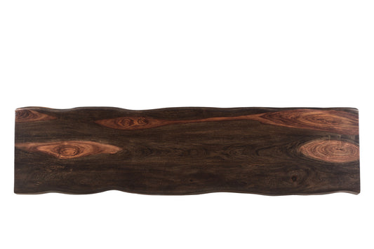 68" Dark Brown and Black Solid Wood Dining Bench