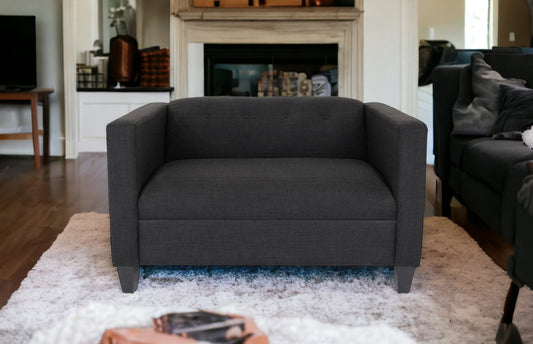 80" Black And Dark Brown Polyester Blend Loveseat