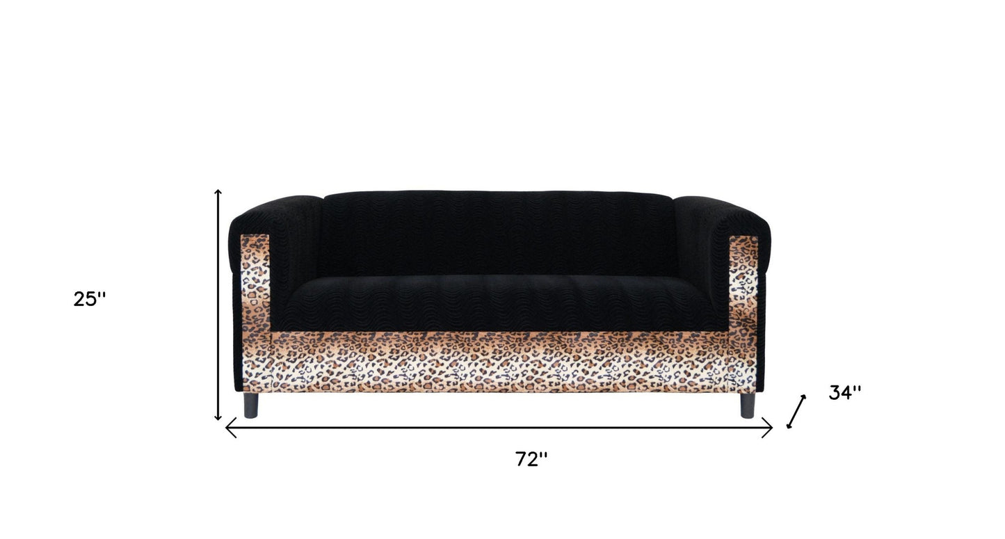 Two Piece Leopard and Black Five Person Seating Set