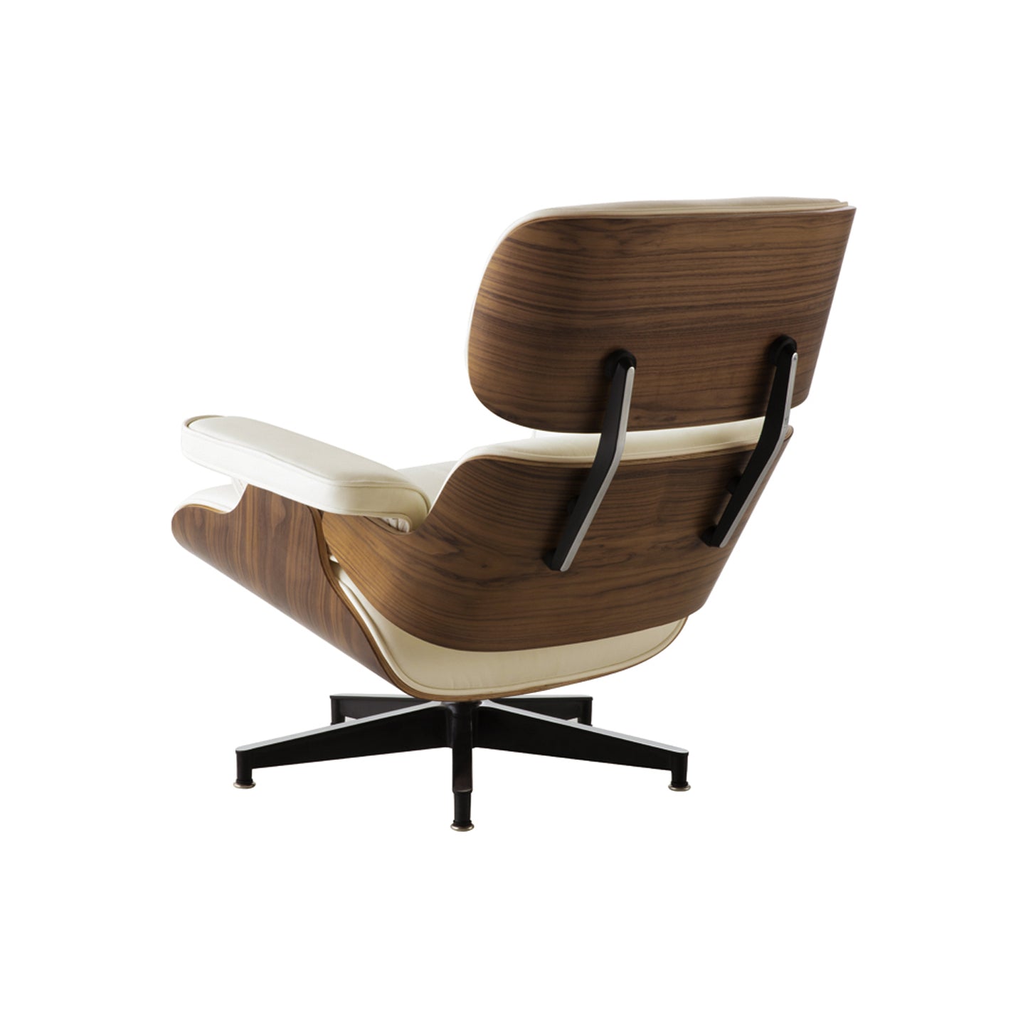 35" Beige Tufted Leather And Dark Brown Swivel Lounge Chair with Ottoman
