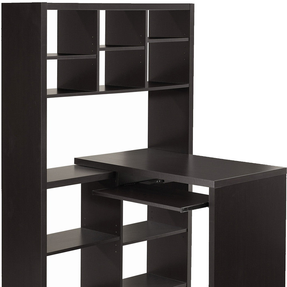 38" Dark Brown Solid Manufactured Wood L Shape Computer Desk