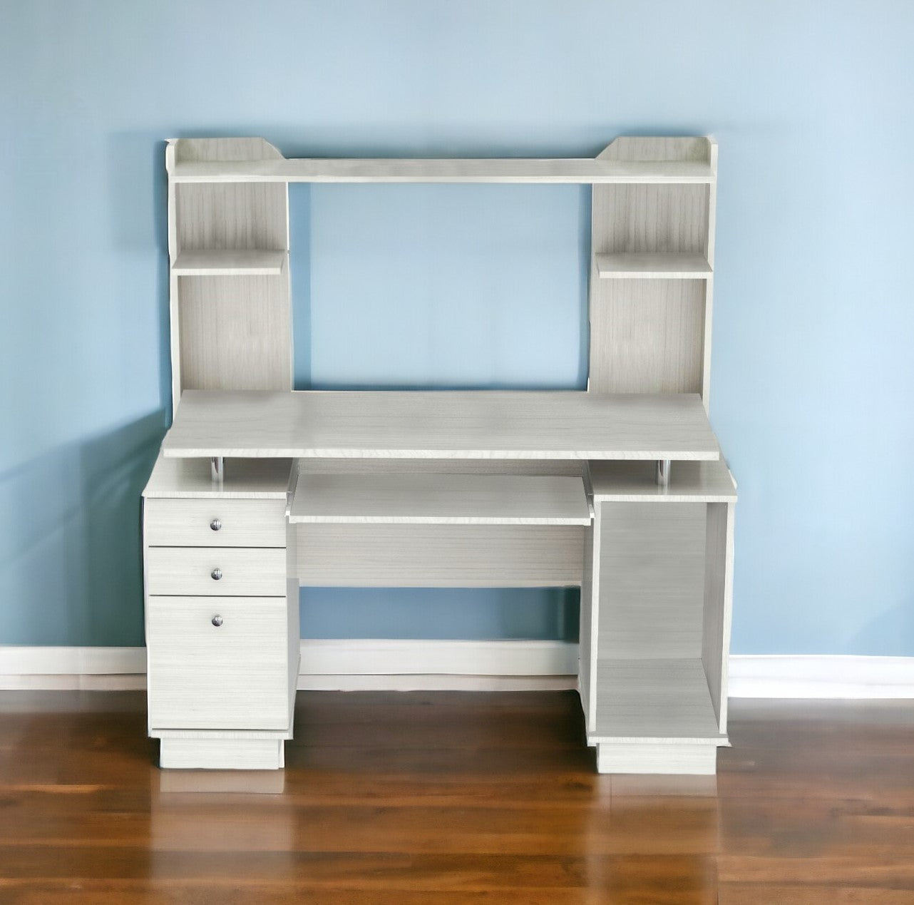 49" White Manufactured Wood Mirrored Rectangular With Three Drawers
