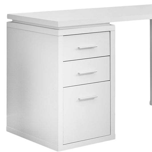 47" White Solid Manufactured Wood L Shape Computer Desk With Three Drawers