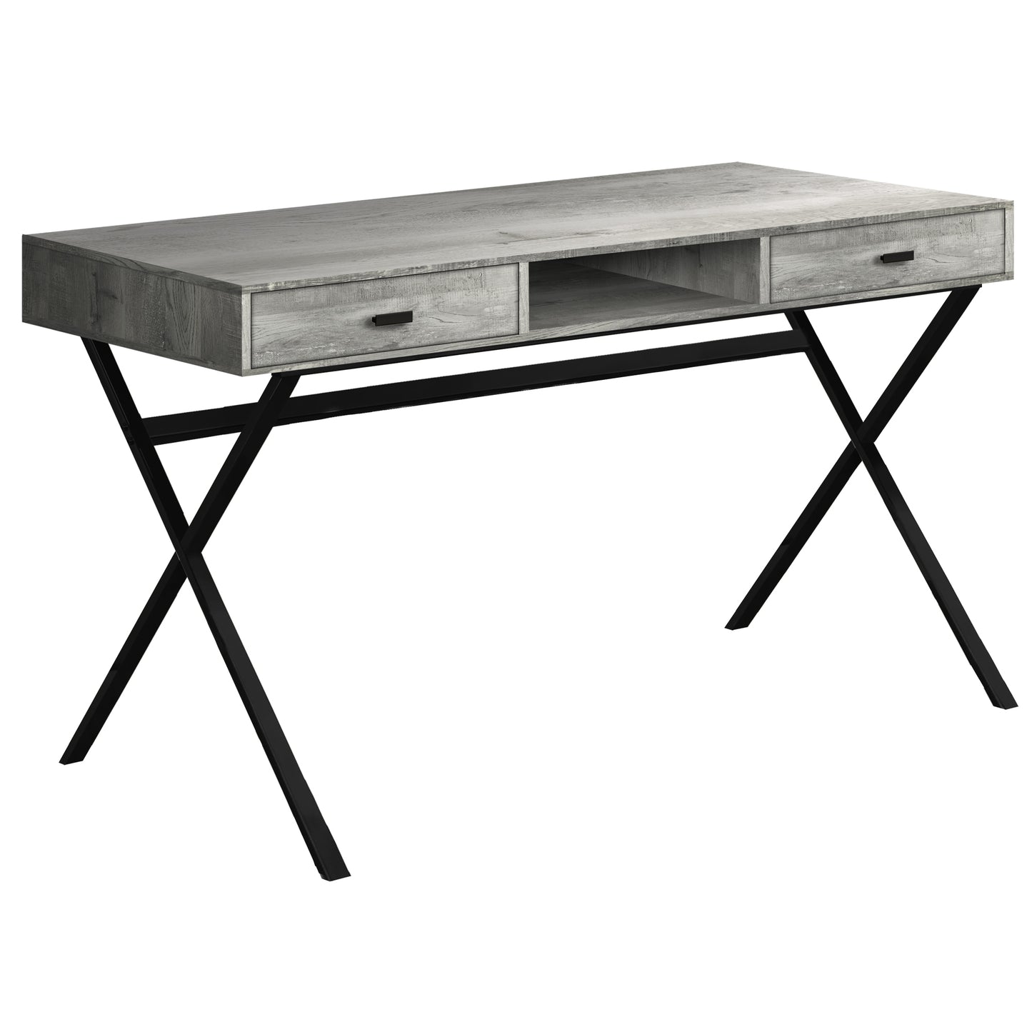 24" Gray and Black Computer Desk With Two Drawers