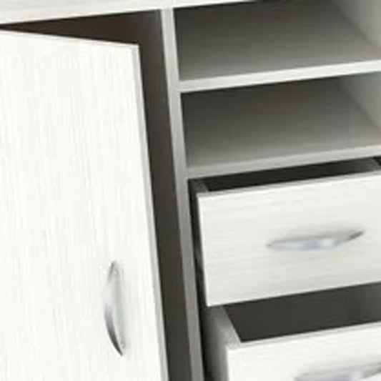 59" White Mirrored Computer Desk With Two Drawers