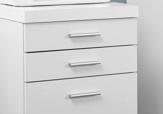 17.75" X 18.25" X 25.25" White Black Particle Board 3 Drawers Filing Cabinet