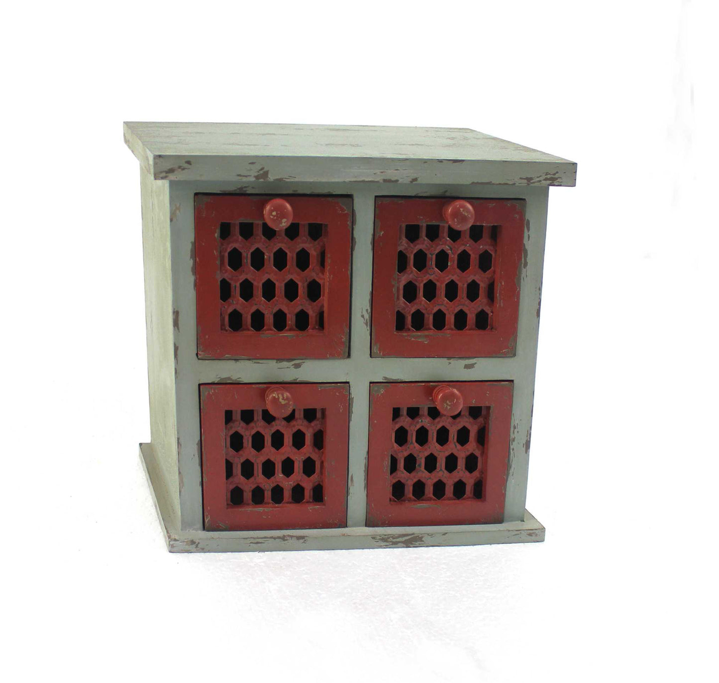 7 X 14 X 12.75 Multi-Color Antiqued 4 Drawer Tabletop Organizer