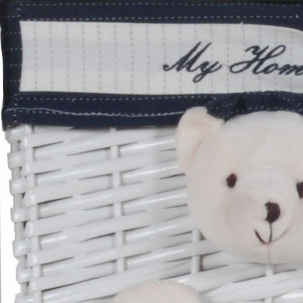 12.5" X 16" X 25" White Blue Portable 2 Drawers