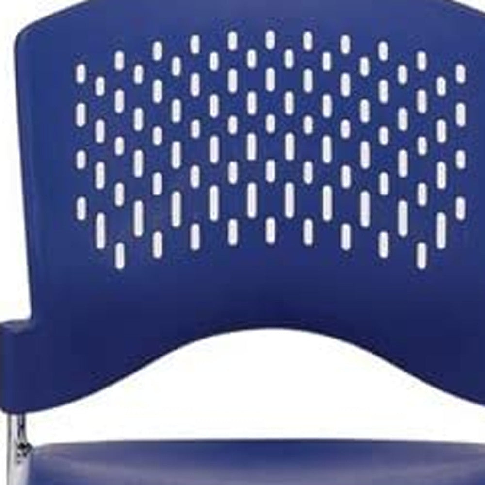 Set of Four Navy Blue and Silver Plastic Office Chair