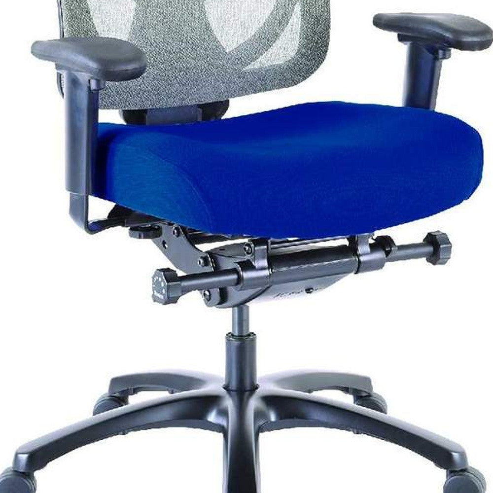 Blue and Black Adjustable Swivel Mesh Rolling Office Chair