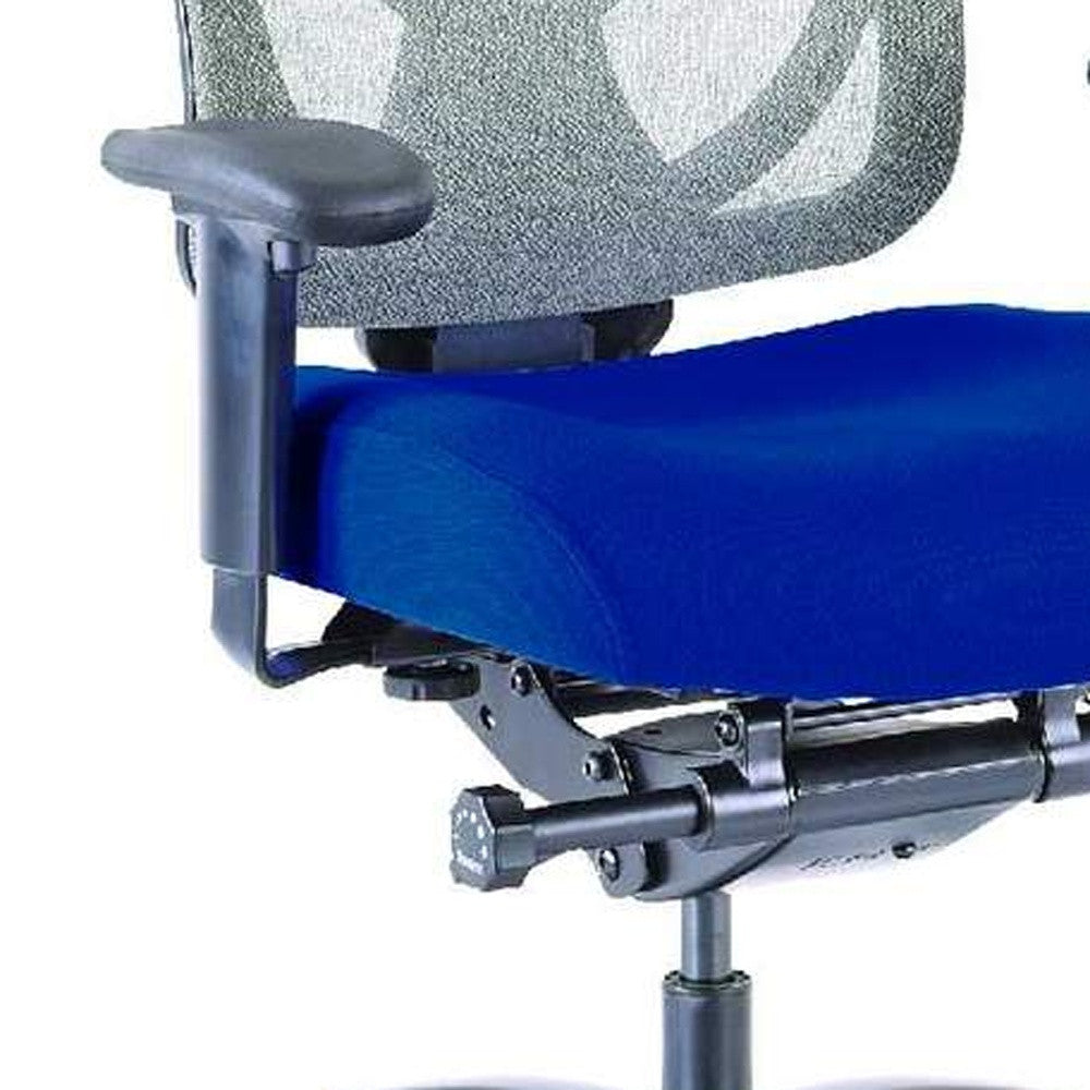 Blue and Black Adjustable Swivel Mesh Rolling Office Chair