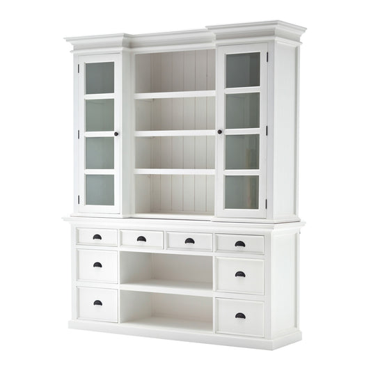87" White Solid Wood Six Tier Bookcase